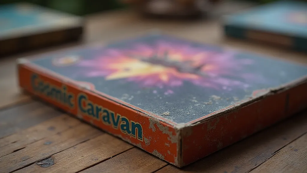 Vintage Cosmic Caravan game box covered in dust