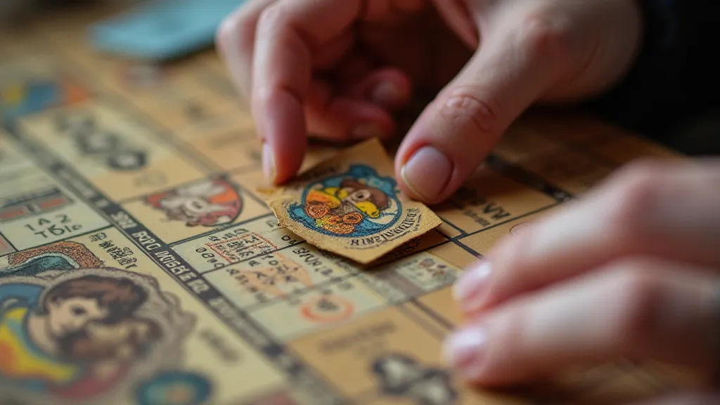 Hands repairing a vintage board game card