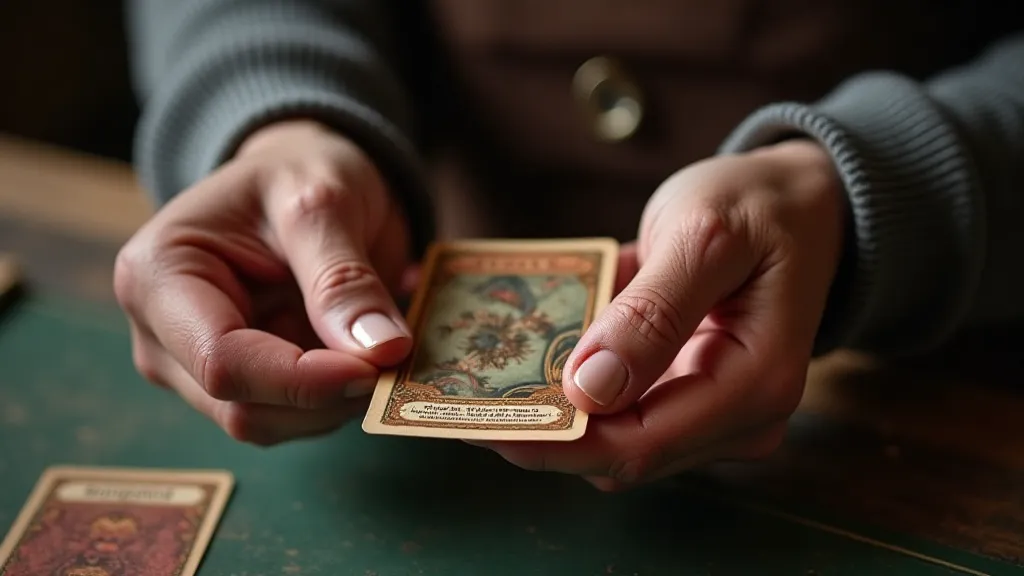 Hands examining a vintage game card