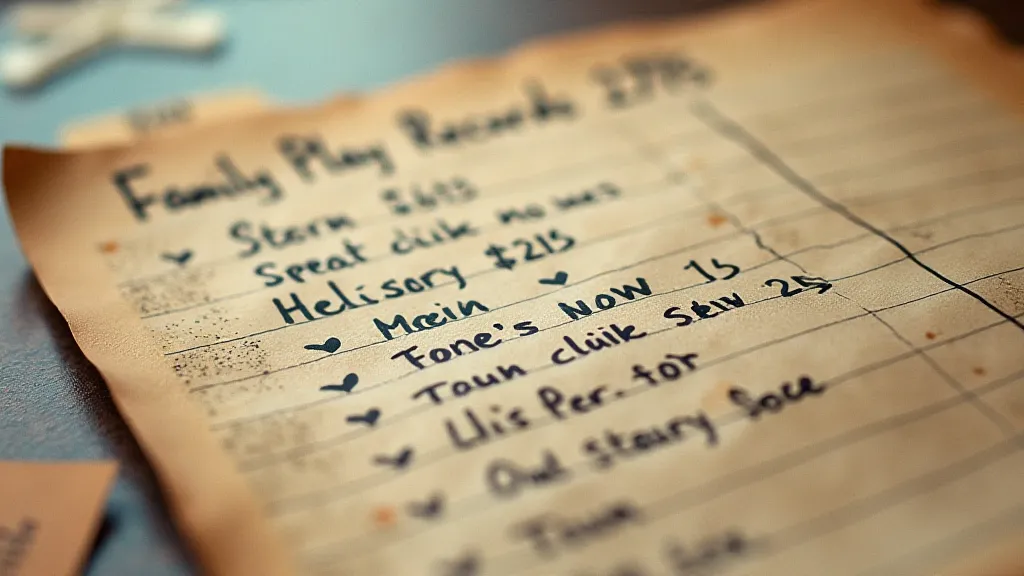 Handwritten play record for a vintage board game