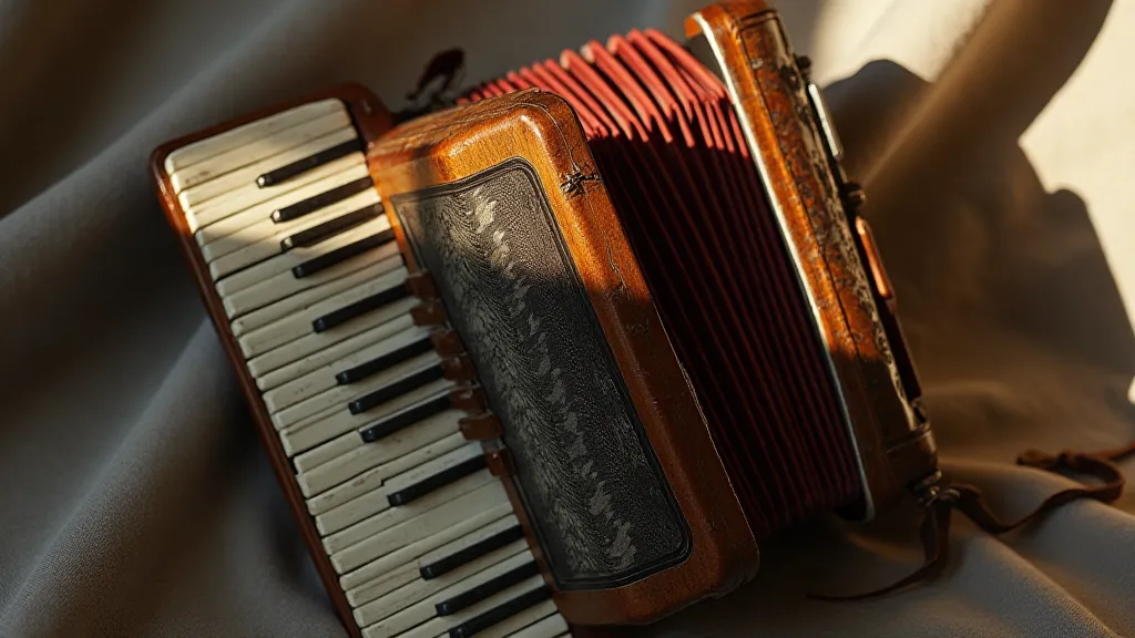 Vintage accordion with open bellows