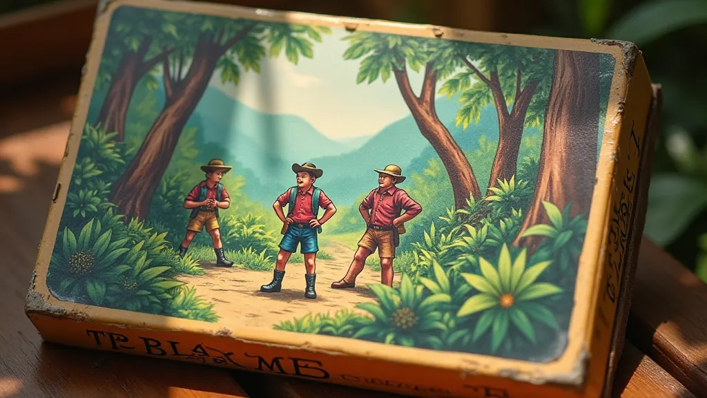Illustration on a vintage board game box