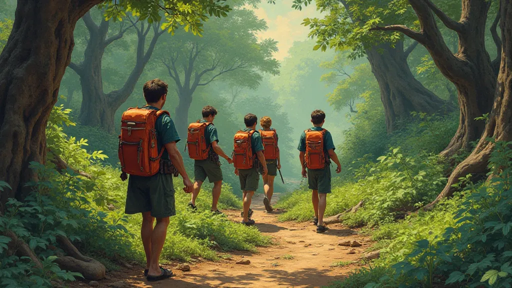 Vintage jungle exploration illustration