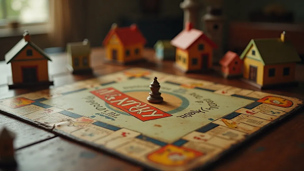 Antique Monopoly game board and pieces